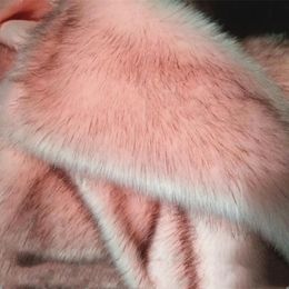 Fabric New pink dyed fox fur faux fabric for sewing coat collar shoes collar high qiality imitation fur plush fabric 10x180cm