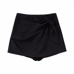 Women's Shorts Women 2023 Fashion Culottes Knot Decoration Pleat Skirts Vintage Female Skorts Mujer 7969238