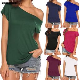 Womens TShirt XUANSHOW Fashion Womens tshirt Casual Off Shoulder Short Sleeve T Shirts Loose Summer Tops Tee Shirt Women Clothes 230503