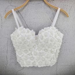 Camis Sexy bra tops diamond beading flowers tops Push Up Bralet Women's Corset Bustier Bra Night Club Party Cropped Top Vest F2047