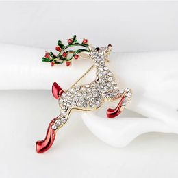 Popular Ins Style Christmas Elk Diamond Brooch Beautiful Suit Accessory Pins For Women Girl High Quality Jewellery