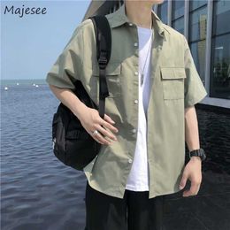 Men's Dress Shirts Shirts Men Cargo Male Fashion Handsome Pure Color All-match Japanese Students Teens Clothes BF Popular Leisure Simply P230427