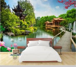 Wallpapers Papel De Parede Stone Creek Mountain And Lake Natural Landscape Park 3d Wallpaper Mural Living Room Tv Wall Bedroom Home Decor