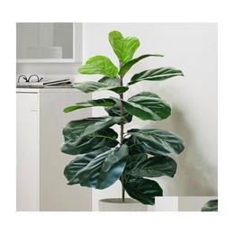 Decorative Flowers Wreaths Artificial Fiddle Leaf Fig Tree Twig Faux Ficus Lyrata Plants Greenery For Home Office Decoration No Po Dhmwh