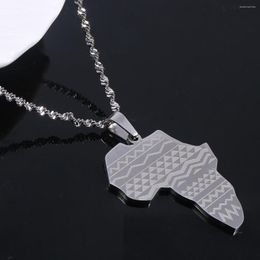 Pendant Necklaces Stainless Steel Silver Colour Africa Map Necklace For Women African Chain Jewellery