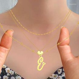 Chains A-Z Initial Letter Alphabet 3 Layered Necklace For Women Girls Stainless Steel Personalized Name Choker Wedding