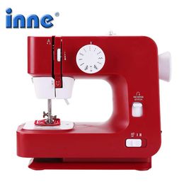 Machines INNE Portable Sewing Machine Mini Household Electric Backlight Manual Presser Feet MultiFunction 12 Stitich Pedal