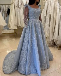 2023 April Aso Ebi Sequined Lace Prom Dress A-line Sexy Evening Formal Party Second Reception Birthday Engagement Gowns Dress Robe De Soiree ZJ670