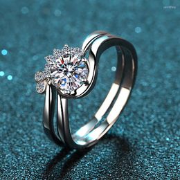 Cluster Rings Silver 0.8 Excellent Cut Diamond Test Passed D Colour Good Clarity Moissanite Ring Set 925 Jewellery Female Wedding