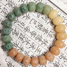 Strand SNQPYi Nian Zen Art Six Character True Word Gradual Colour Bodhi Root Carved Hand Chain Wrapped With Soft Fingers For Men And Wom