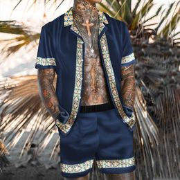 Camicie casual da uomo 2022 Camicie Haiian da uomo nuove estive monopetto Beach Top Shirt Shorts 2 pezzi Set Hip Hop Retro Harajuku Men Suit S4XL J230503