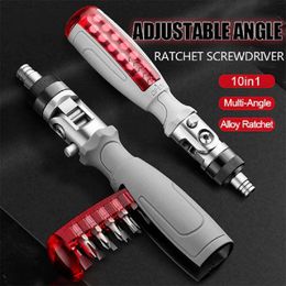 Screwdrivers 10 In 1 Ratcheting Multitool Screwdriver Set Rotatable Multi Adjustable Angle Ratchet Screwdriver Driver Bits Repair Hand Tool