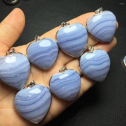 Cluster Rings 1 Pc Fengbaowu Natural Stone Blue Lace Agate Heart Ring 925 Sterling Silver Fashion Jewellery For Women