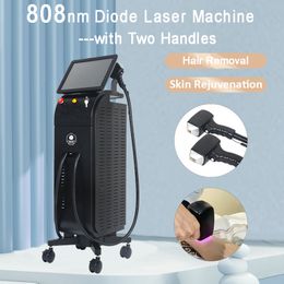 Diode Laser Hair Removal Skin Care Machine 808nm Wavelength Laser Skin Whitening Whole Body Hair Reduction Beauty Equipment with 2 Treatment Handles