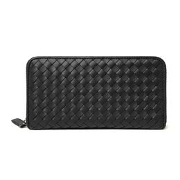 Latest European American women clutch wallets sheepskin leather knitting long cash purse fashion men zipper design wallet card hol329o
