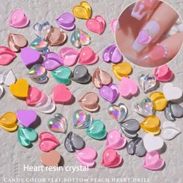 Nail Art Decorations 10pcs Peach Heart Lovely Stereo Flatback Pearl Beads ABS Resin Half Round Pearls For DIY Nails Rhinestones Crystal