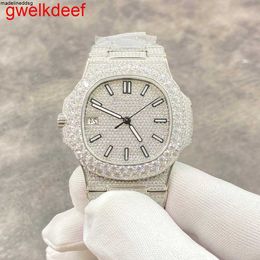 Wristwatches Luxury Custom Bling Iced Out Watches White Gold Plated Moiss anite Diamond Watchess 5A high quality replication Mechanical MTJ2 5C6E