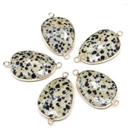 Pendant Necklaces Natural Damation Jasper Irregular Drop Shaped Faceted Hemming Connector Charm For Jewellery Making DIY Necklace Accessorie
