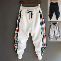 Mens Pants Homme Fashion Hip Hop Streetwear Men Striped Patchwork Harem Korean Loose Fit Cuffed Jogger Sweatpants Trousers For Male 230504