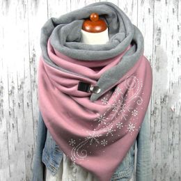 Scarves 2023 Winter Fashion Women Printing Button Scarf Hijabs Female Lady Retro Multi-purpose Casual Soft Warm Wrap Shawl