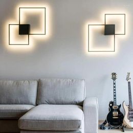 Wall Lamp Minimalist Dimmable Black White Square Sconces LED Metal Foyer Mounted Lighting Indoor Home Decoration 110v 240v