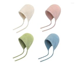 Berets Japanese Solid Colour Imitation Mink Velvet Strap Fisherman Hat Female Autumn And Winter Warm Ear Protection Windproof Wool