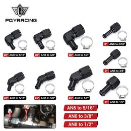 Female AN6 AN8 Swivel Barb Fittings Adapter 0 45 90 Degree Quick Connect Aluminium Elbow Adapter Swivel Hose Fitting Black PQY-SL4000/SL5000