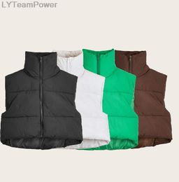 Waistcoats Puffy Vest Women Zip Up Stand Collar Sleeveless Oversized Lightweight Padded Cropped Puffer Quilted Vest Winter Warm Coat Jacket