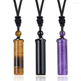 Pendant Necklaces XMS Reiki Healing Crystal Circular Necklace Tiger Eye Amethyst Energy Beads Stone For Men Women Adjustable