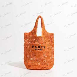 Evening Bags designer letters hollow str handbags luxury paper woven women shoulder bags handmade summer beach large tote bag casual purse T230504