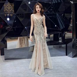 Party Dresses Shinny Gold Sequined V Neck Sleeveless Elegant Evening Dresses Sexy Robe De Soiree Formal Dress Luxury Mesh Club Party Vestidos 230504