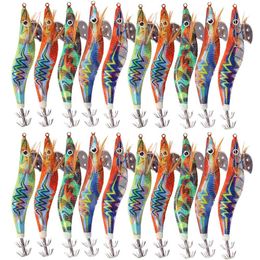 Baits Lures 30Pcs20Pcs10Pcs Wooden Shrimp Fishing Lure Squid Jig Fishing Hook Octopus Cuttlefish Artificial Jigging Lures Hard Bait 230505