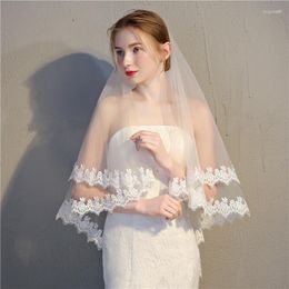 Bridal Veils NZUK Two Layer Lace Edge Wedding Veil 2023 Accessories Plus Size Veu De Noiva Voile Mariee