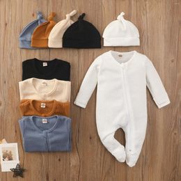 Clothing Sets 0-24 Months Infant Baby Boys Girls Clothes Spring Autumn Long Sleeve Rompers Solid Colour Footed Jumpsuit Born Outfits