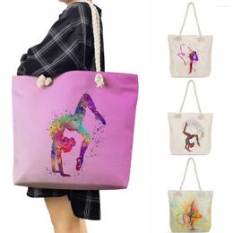 Evening Bags Fashion Gymnast Storage High Capacity Handbags For Women Watercolour Gymnastics Art Print Shoulder Girls