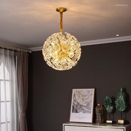 Chandeliers Light Luxury Dandelion Chandelier Post-modern Net Red Living Room Bedroom Creative Dining Spherical Petal Crystal Lamps