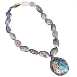 Pendant Necklaces GuaiGuai Jewelry 19'' Narural Oval Abalone Shell Chocker Necklace CZ Tortoise Zircon Paved For Women