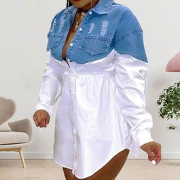 Plus size Dresse Denim Skirt Elegant Oversized 5XL Size Casual Preppy Short Mini Shirt Skirts Daily Party Dress 230504
