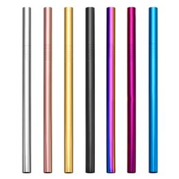 Colored 12MM Smoothie Straw Bubble Tea Straw Stainless Steel Milky Tea Drink Straw