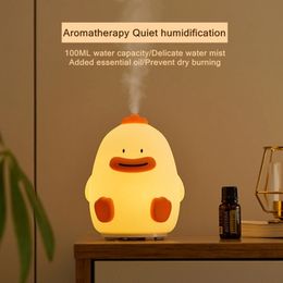 Essential Oils Diffusers Cute Duck Aromatherpy Air Humidifier USB Essential Oil Diffuser with Soft Silicone Clap LED Light For Kids Room Aroma Diffuser 230504