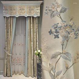 Curtain Luxury Curtains For Living Dining Room Bedroom American Style High Precision Chenille Jacquard Champagne Fabric Tulle