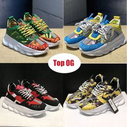 Top Italy Designer Shoes Chain Reaction Sneakers Casual Shoe Reflective Height triple black white multi-color suede red blue yellow fluo tan Luxury men women trainer