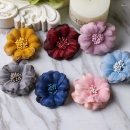 Decorative Flowers 10PCS Born Vintage Wrinkles Fabric With End Do Old Chiffon Hair For Wedding Decoration