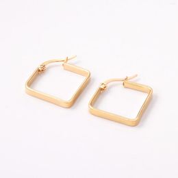 Hoop Earrings Jewelry 20mm Square Stainless Steel Hypoallergenic Fashion Gold/Silver Color Korean For Women/Girls