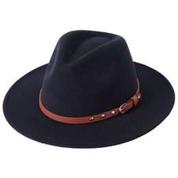 Wide Brim Hats Bucket Water drop top fedora hat solid color 7cm brim short felt brown jazz hip hop winter 230504