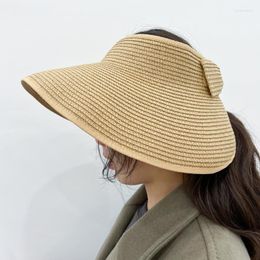 Wide Brim Hats UV Protection Cap Women Summer Visors HatWide Large Beach Straw Hat Chapeau Femme Foldable Sun