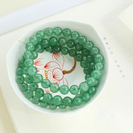 Strand Natural Green Strawberry Bracelet Round Beads A String Of DIY Ornament Crystal Wholesale