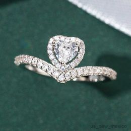 Band Rings Luxury Heart Princess Crown Wedding Engagement Rings For Women Bride Silver Color Anniversary Ring Gifts for Lover Jewelry