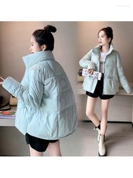 Women's Trench Coats Short Down Jacket Stand Collar Winter Small Western Style Large Pocket Warm Bread 8806x