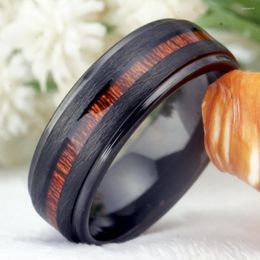 Wedding Rings Black Ring Woman And Men's Wood Inlay Tungsten For Bridegroom Engagement Anniversary